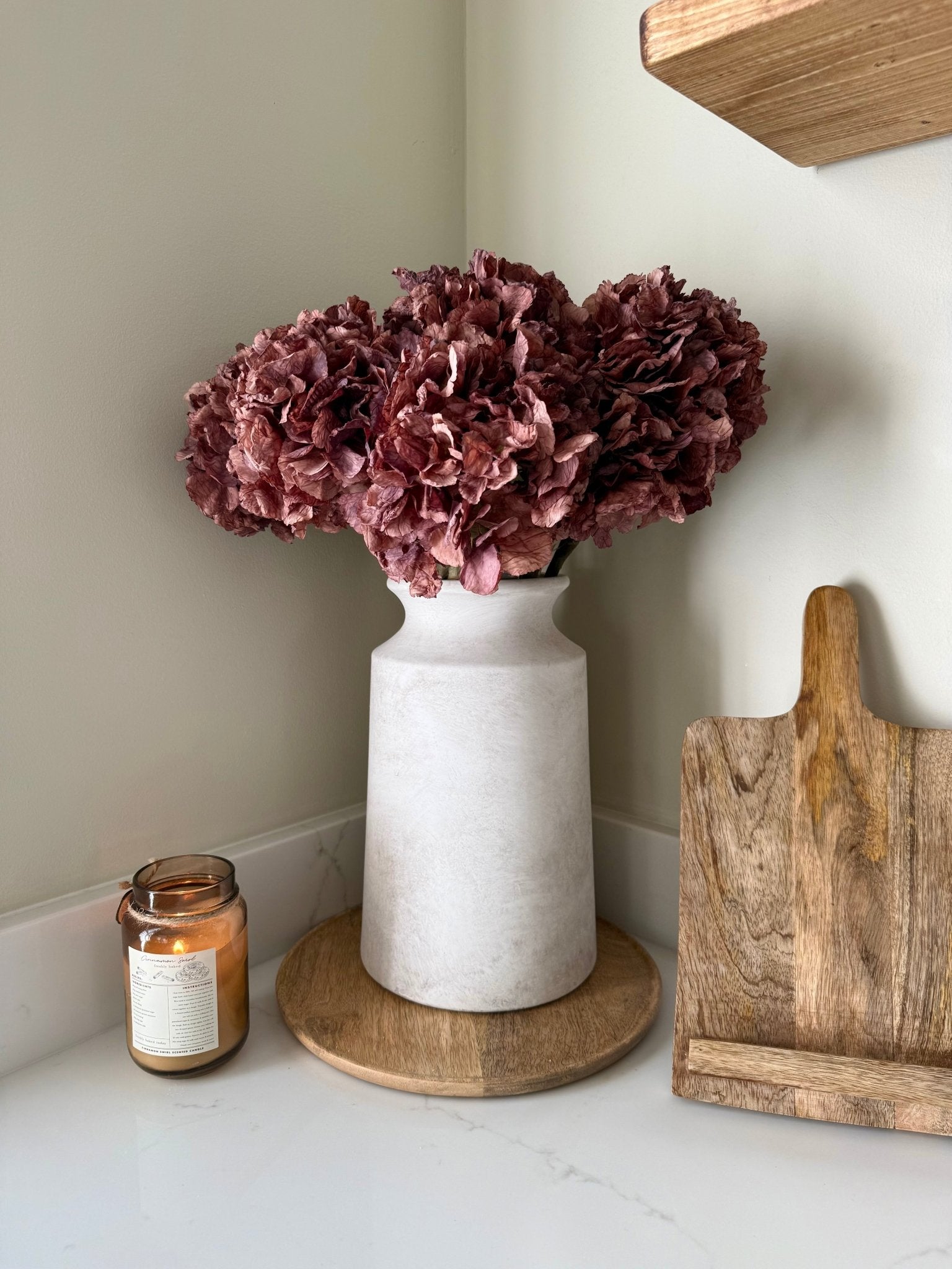 Dried Mocha Pink Artificial Hydrangea Stems - NalaWillowCo