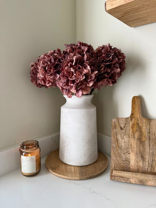 Dried Mocha Pink Artificial Hydrangea Stems - NalaWillowCo