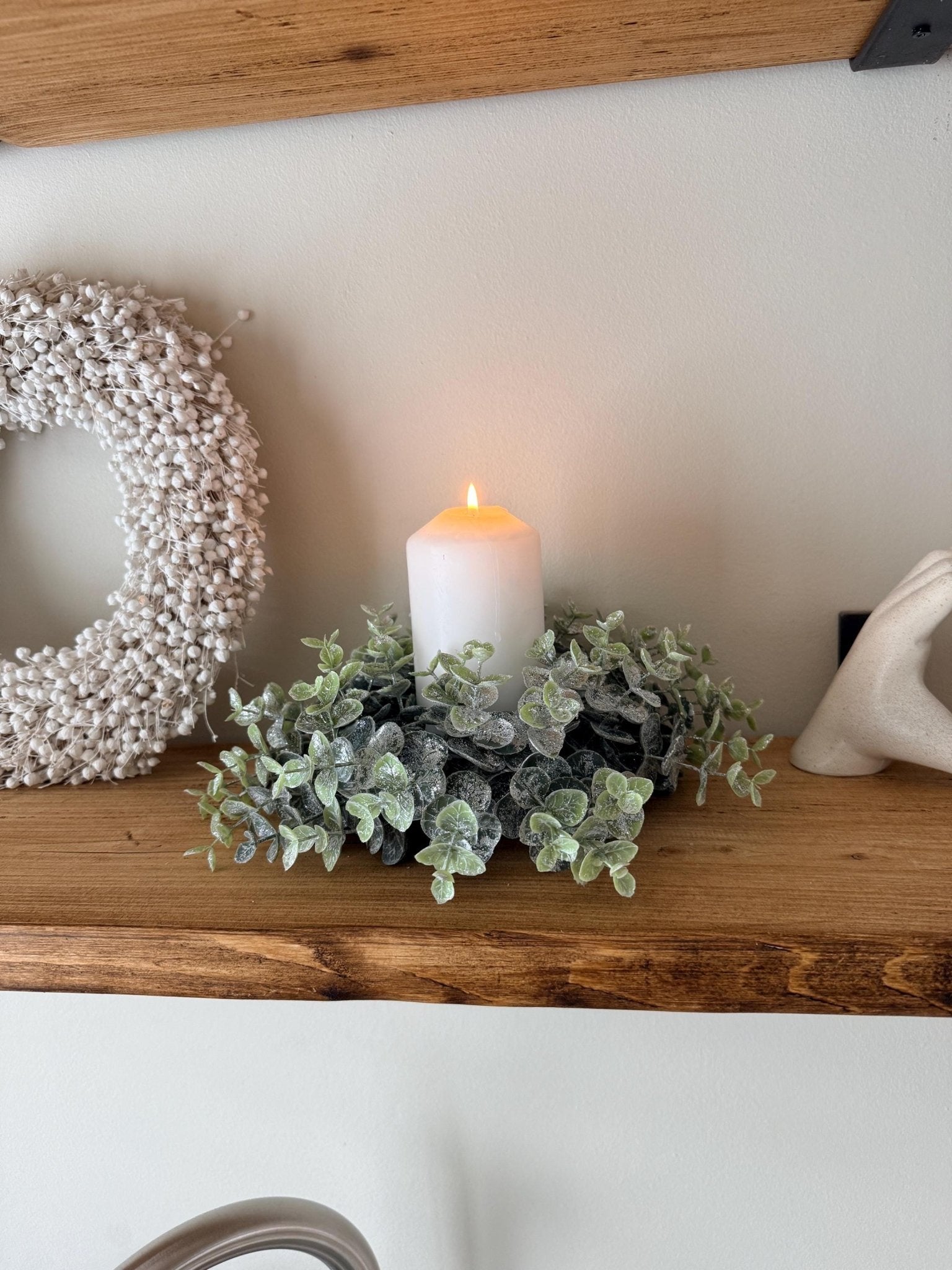 Eucalyptus Candle Wreath Autumn Winter Decor - Medium - NalaWillowCo