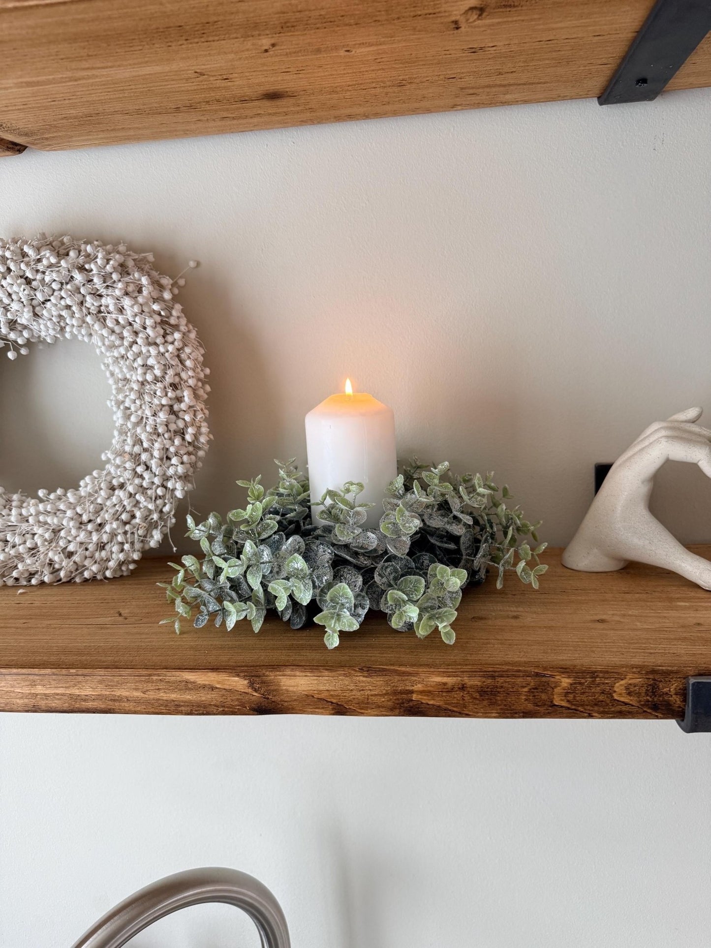 Eucalyptus Candle Wreath Autumn Winter Decor - Medium - NalaWillowCo