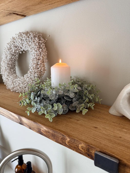 Eucalyptus Candle Wreath Autumn Winter Decor - Medium - NalaWillowCo