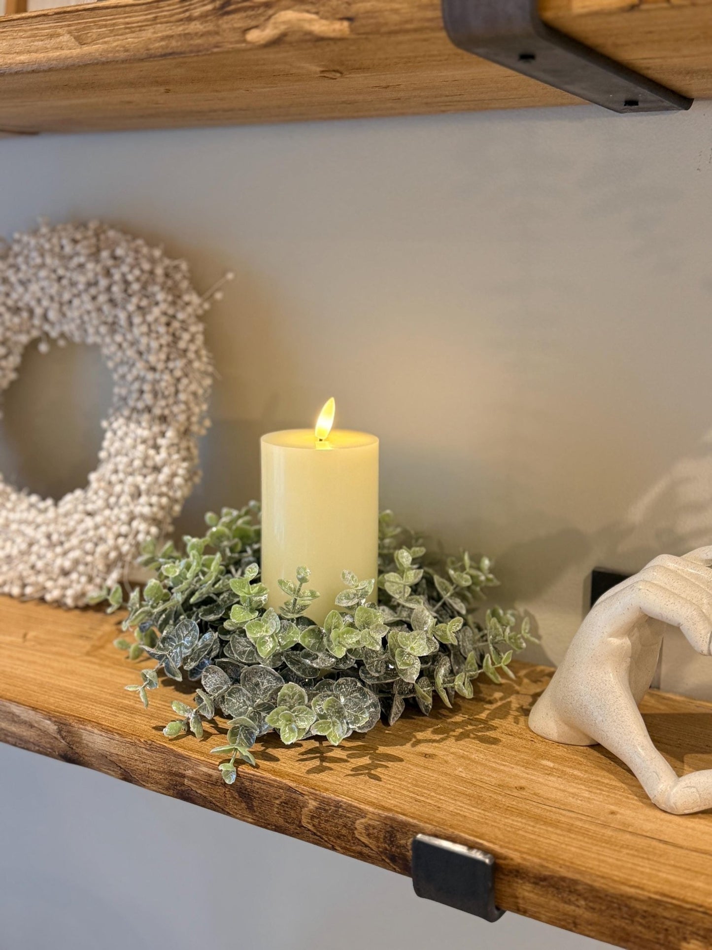 Eucalyptus Candle Wreath Autumn Winter Decor - Medium - NalaWillowCo