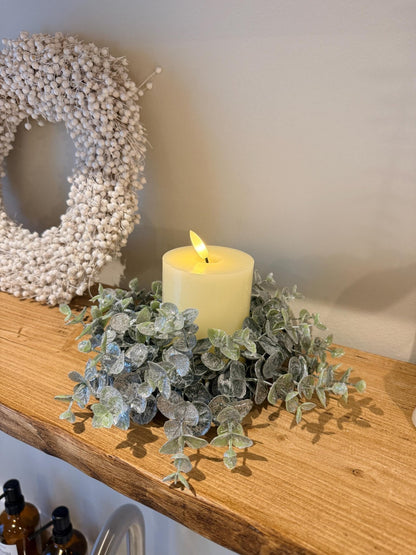 Eucalyptus Candle Wreath Autumn Winter Decor - Small - NalaWillowCo