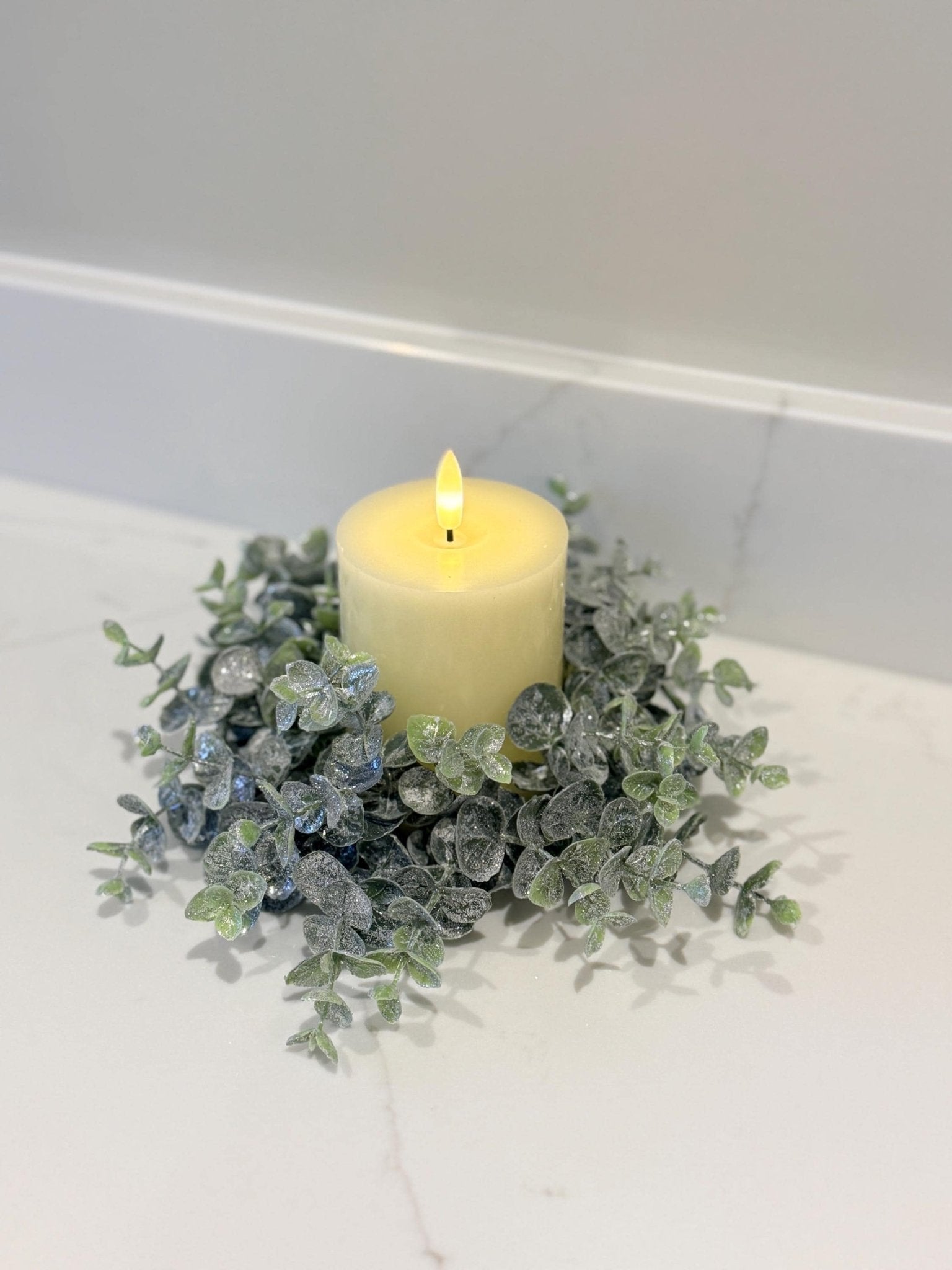 Eucalyptus Candle Wreath Autumn Winter Decor - Small - NalaWillowCo
