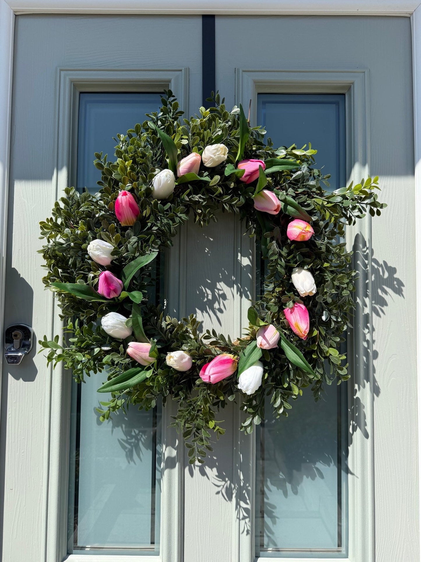 Extra Large 60cm Handmade Mixed Pink Tulip Wreath - NalaWillowCo