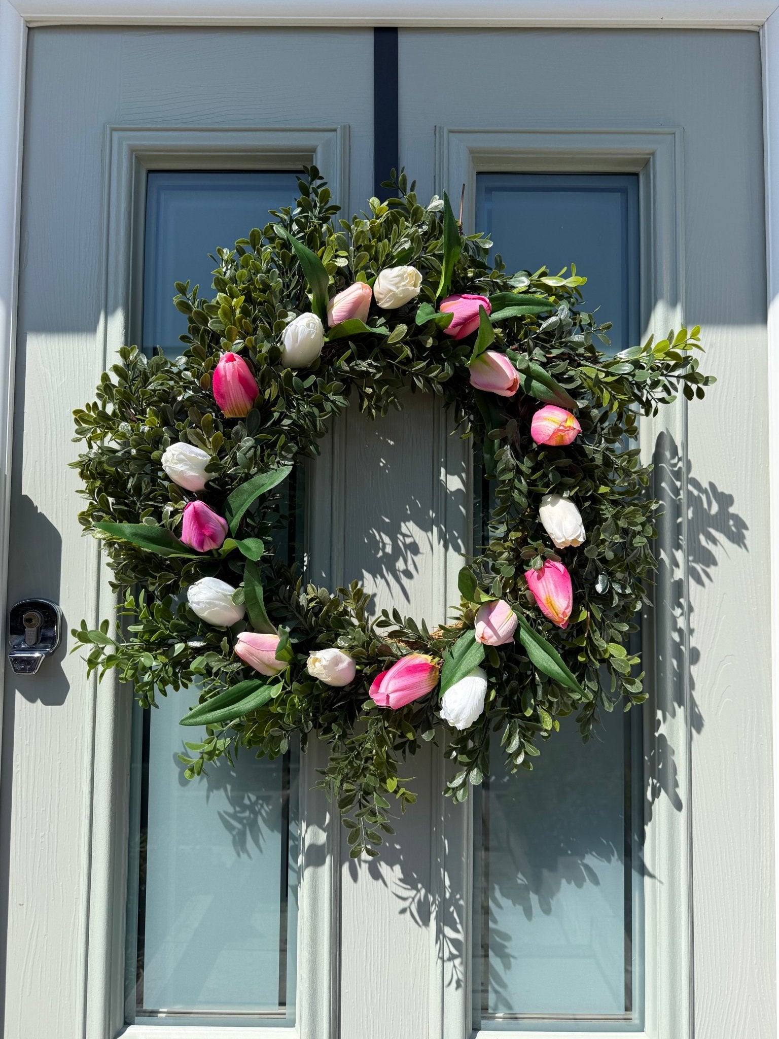 Extra Large 60cm Handmade Mixed Pink Tulip Wreath - NalaWillowCo