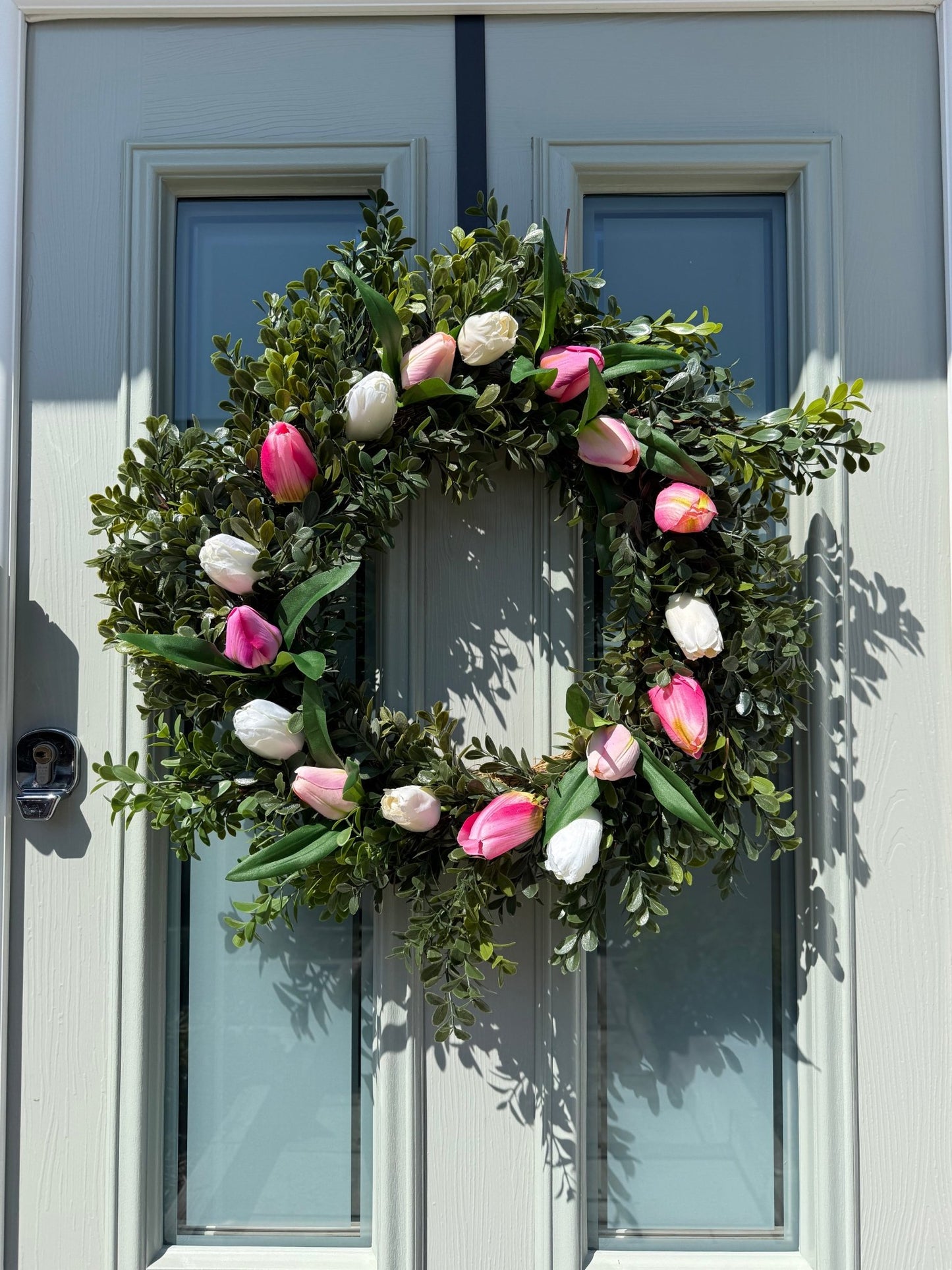 Extra Large 60cm Handmade Mixed Pink Tulip Wreath - NalaWillowCo