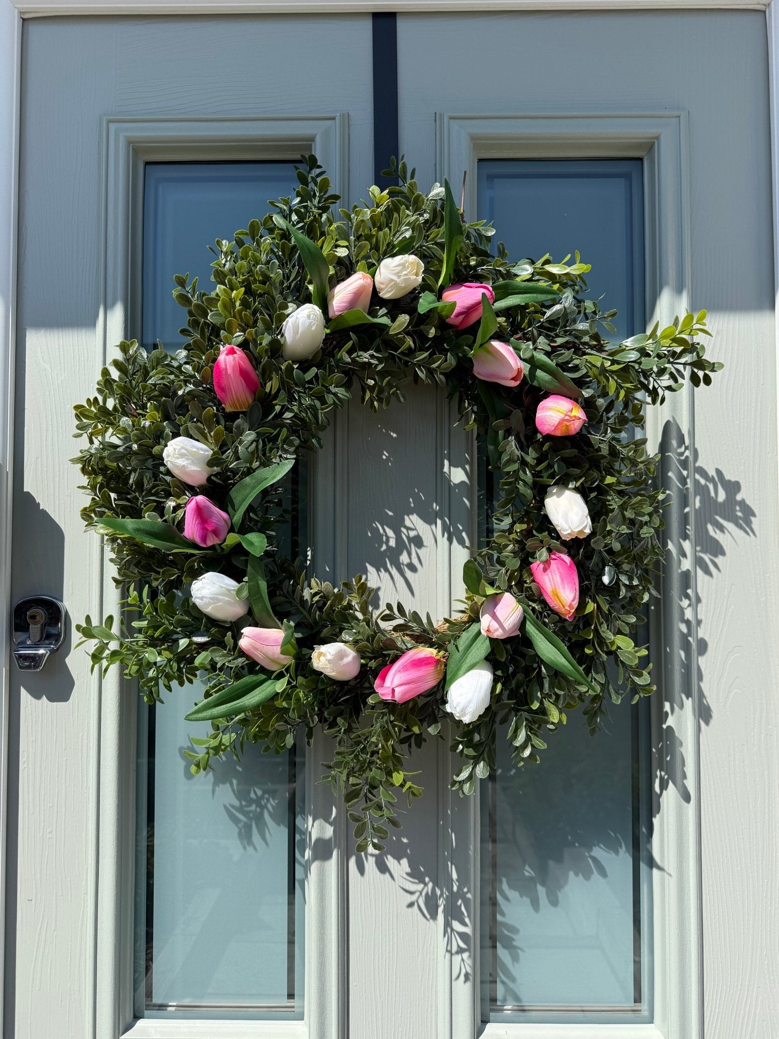 Extra Large 60cm Handmade Mixed Pink Tulip Wreath - NalaWillowCo