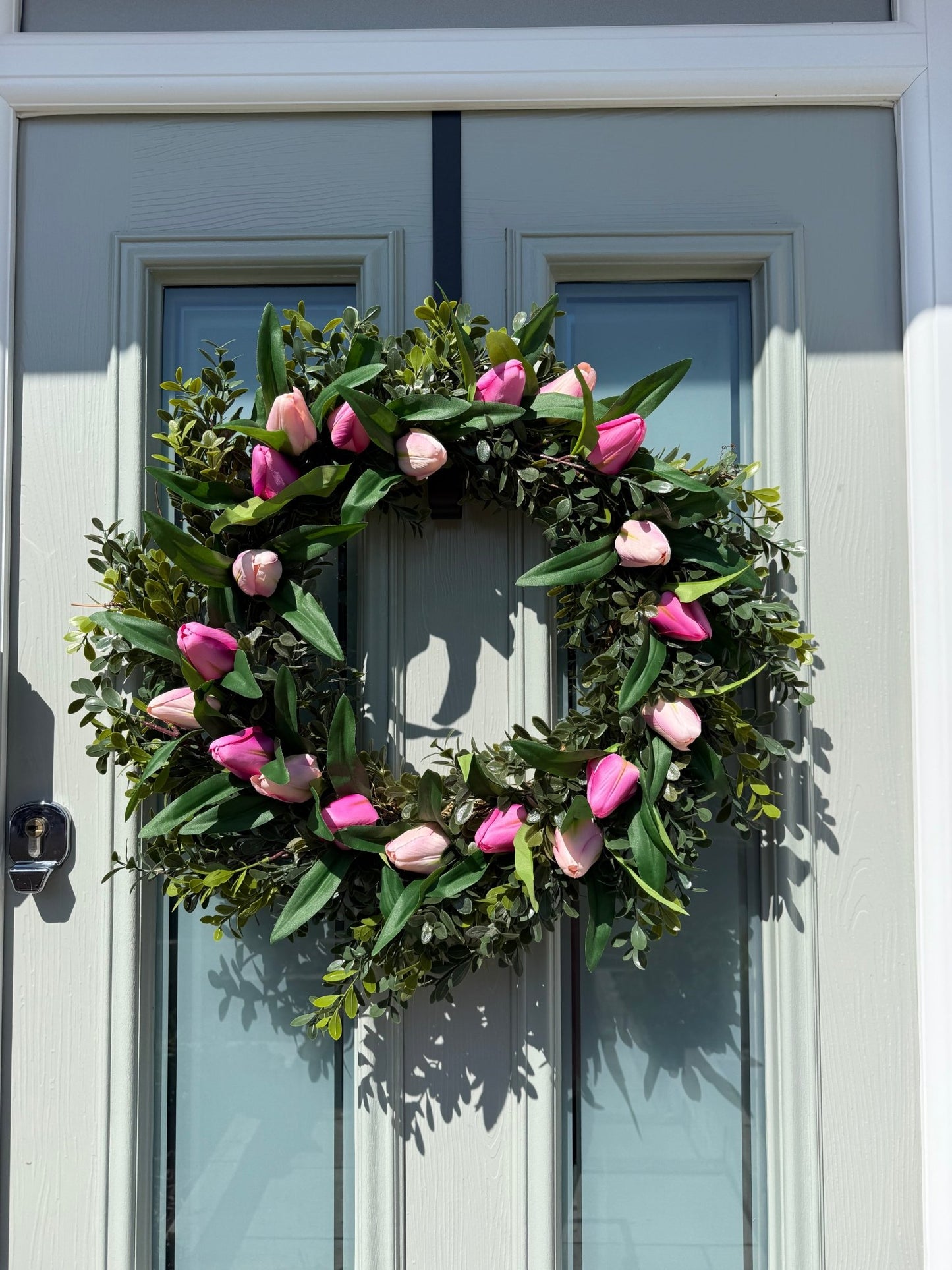 Extra Large 60cm Handmade Pink Tulip Wreath - NalaWillowCo