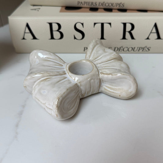 Handcrafted Ceramic Bow Candle Stick Holder Small - NalaWillowCo