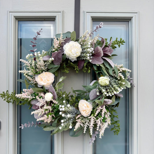 Handmade Ivory & Lavender Meadow Wreath - NalaWillowCo