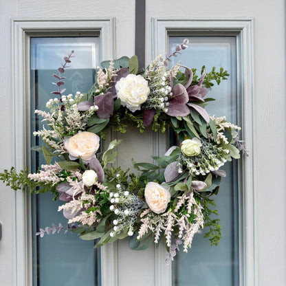 Handmade Ivory & Lavender Meadow Wreath - NalaWillowCo