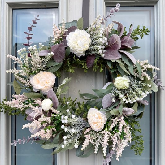 Handmade Ivory & Lavender Meadow Wreath - NalaWillowCo