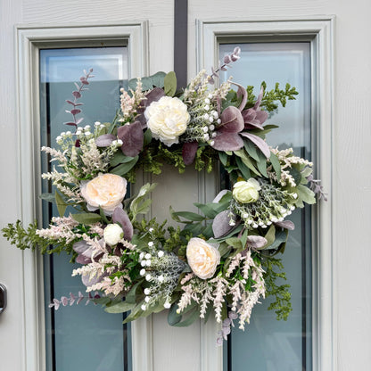 Handmade Ivory & Lavender Meadow Wreath - NalaWillowCo
