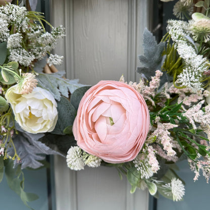 Handmade White & Blush Pink Meadow Wreath - NalaWillowCo