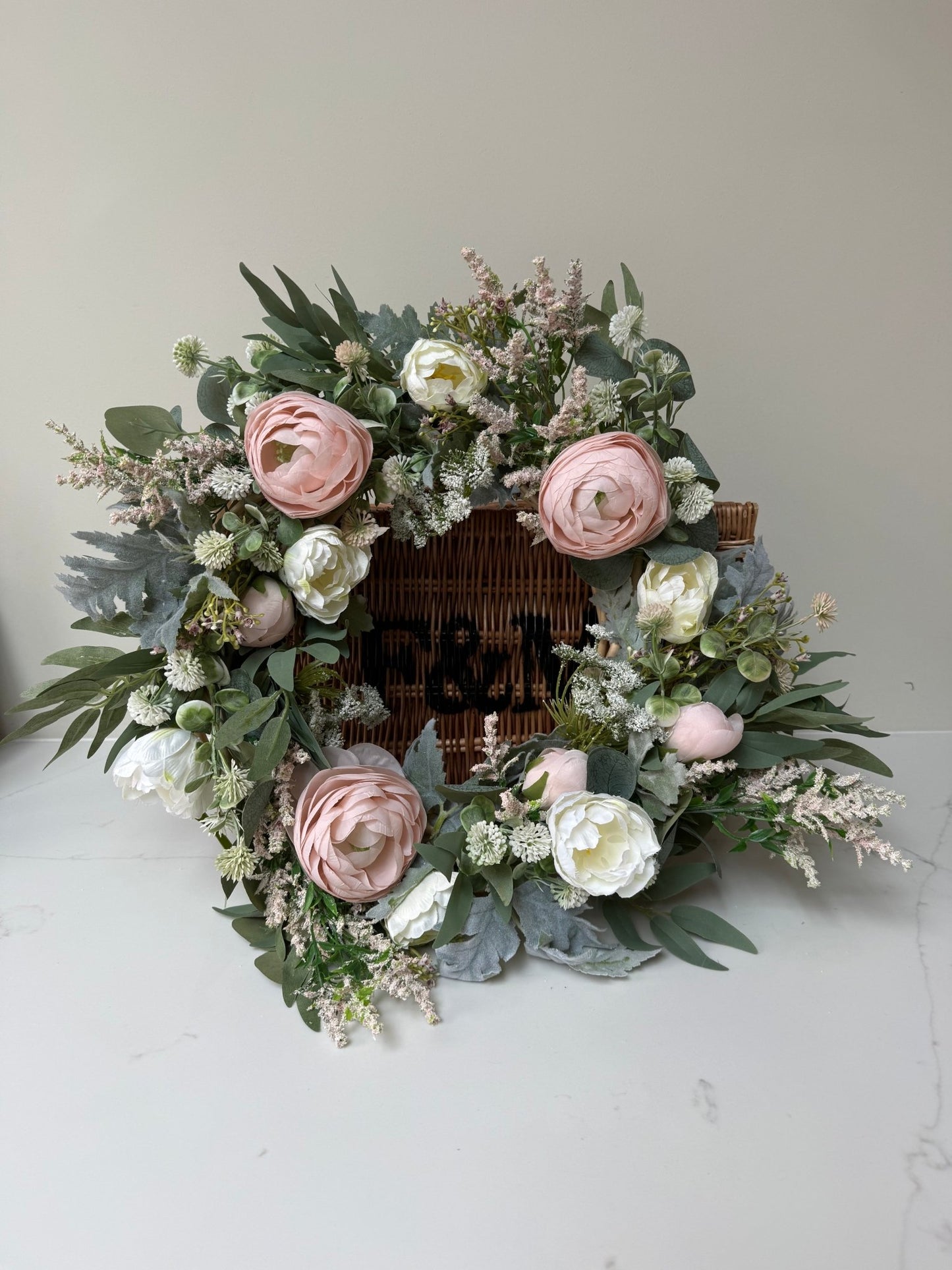 Handmade White & Blush Pink Meadow Wreath - NalaWillowCo