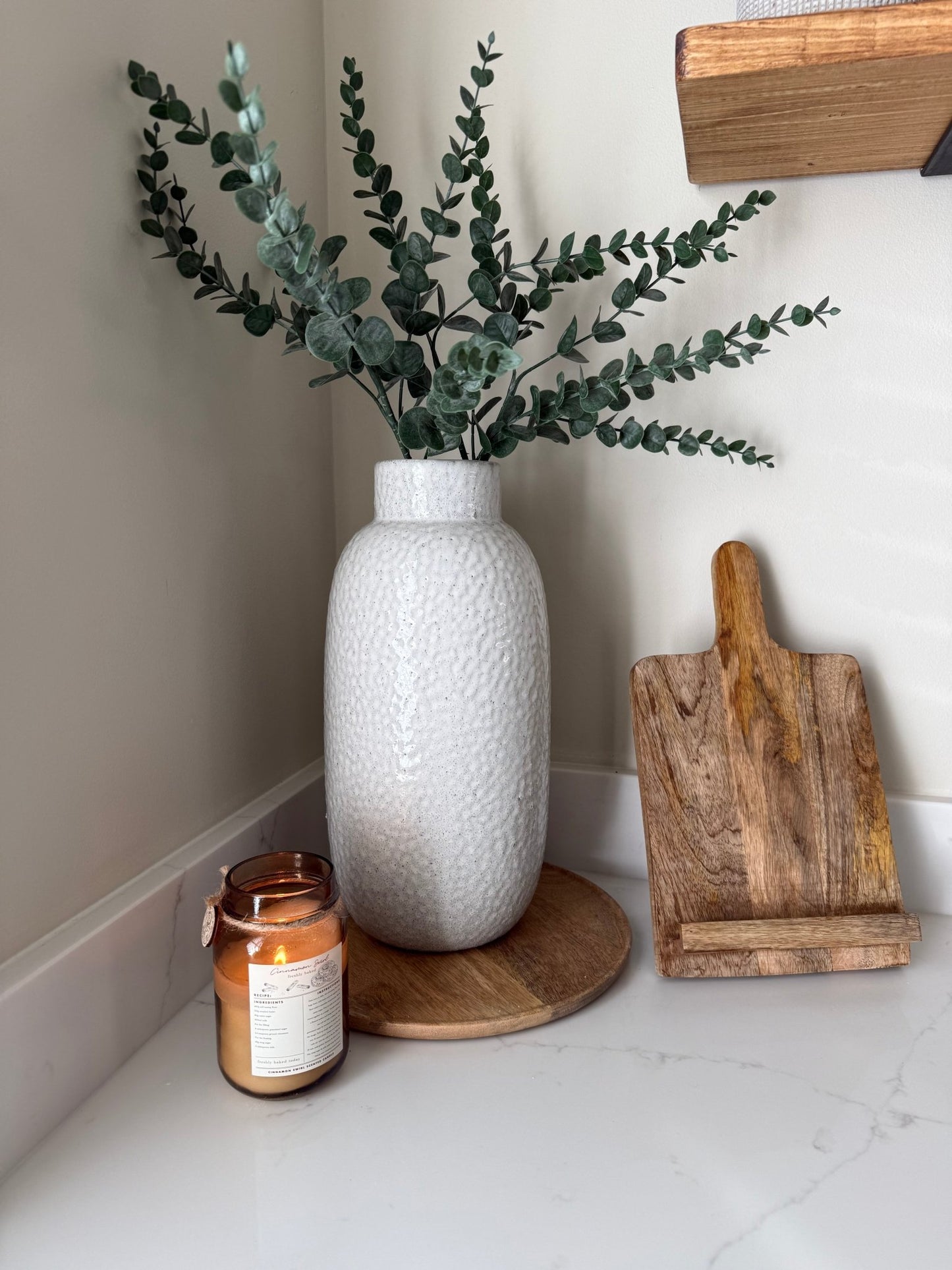 Large White Dimpled Textured Ceramic Vase - NalaWillowCo