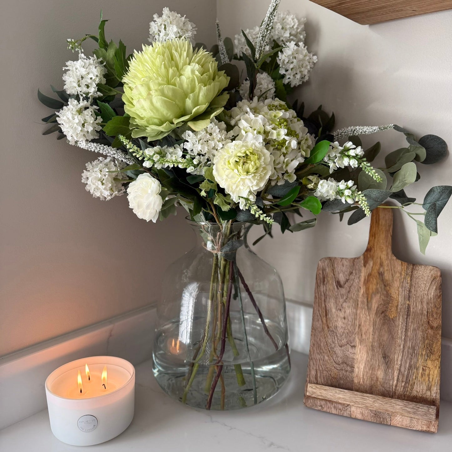 Lilia White Lace Cap Hydrangea Arrangment - NalaWillowCo