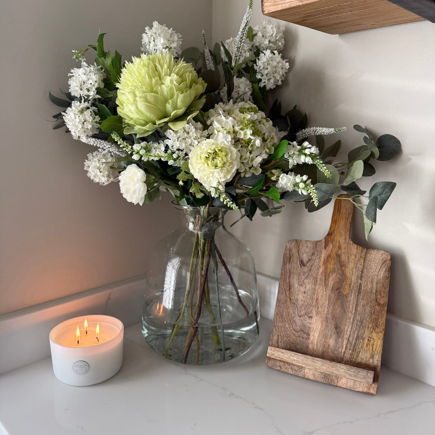 Lilia White Lace Cap Hydrangea Arrangment - NalaWillowCo