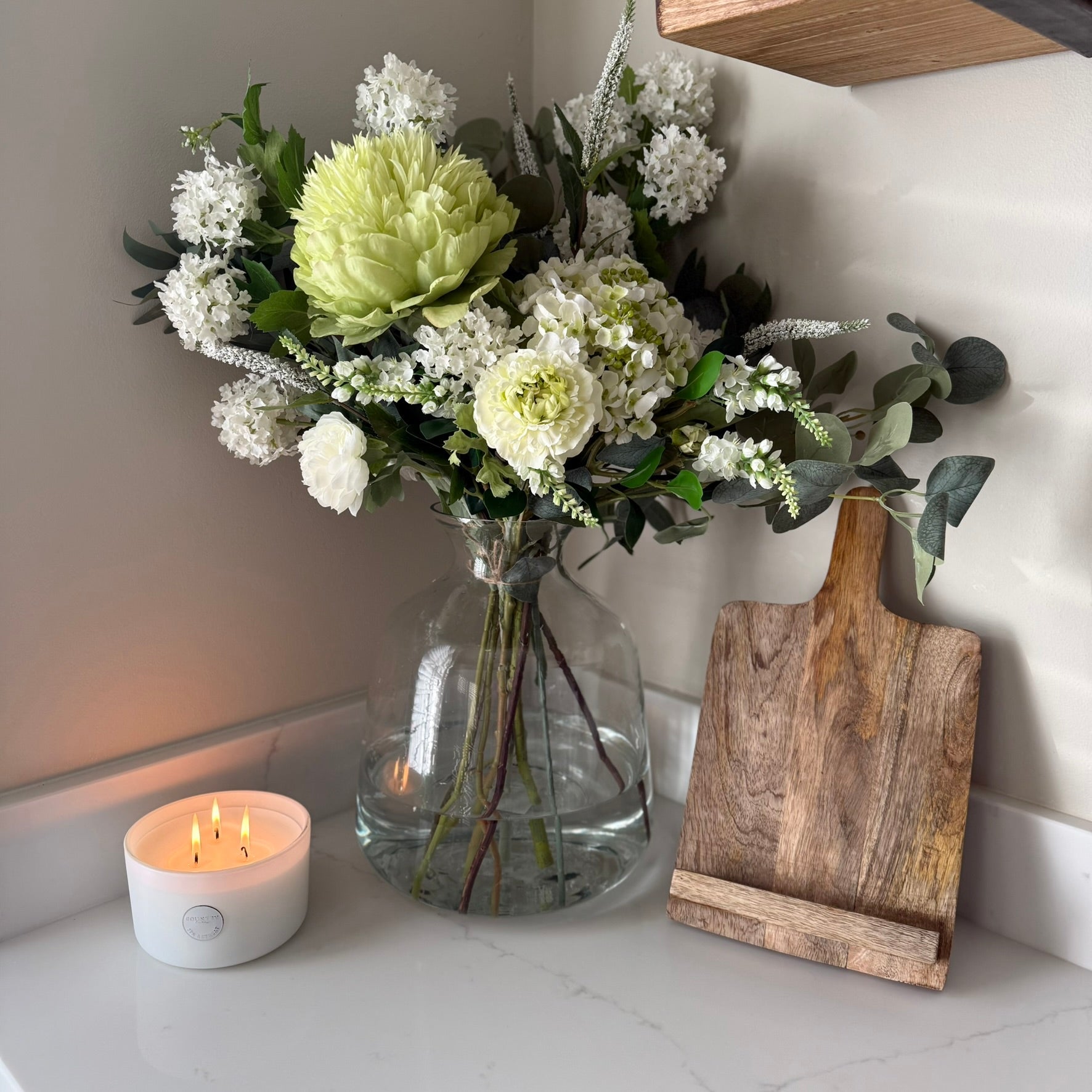 Lilia White Lace Cap Hydrangea Arrangment - NalaWillowCo