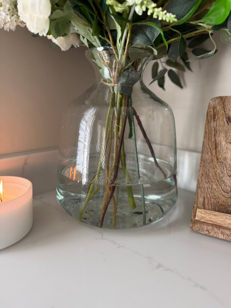 Lilia White Lace Cap Hydrangea Arrangment - NalaWillowCo