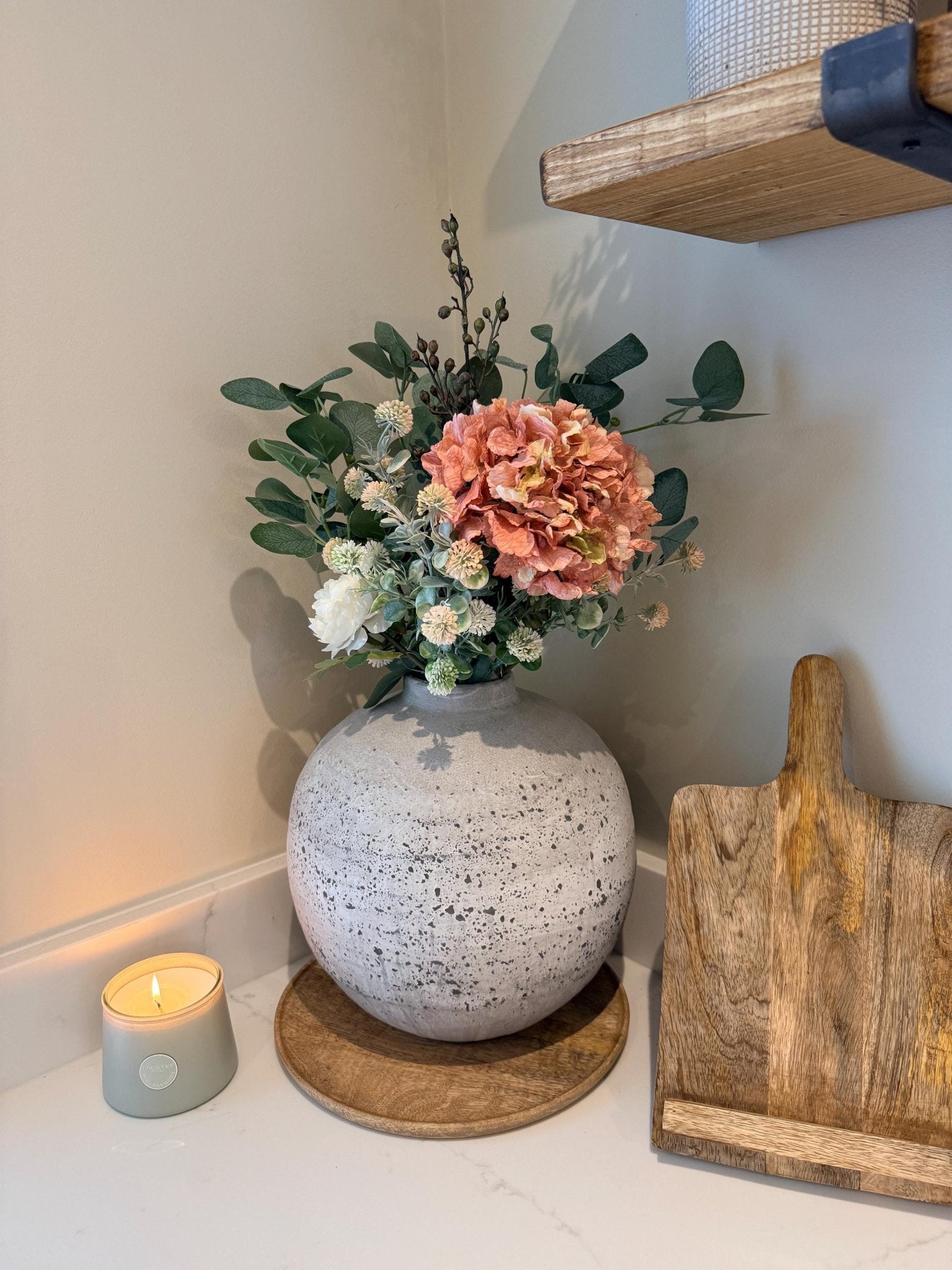 Mabel – Handmade Luxury Silk Autumn Floral Arrangement | Hydrangea, Ranunculus and Eucalyptus - NalaWillowCo