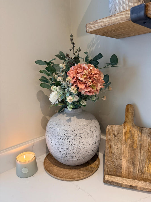 Mabel – Handmade Luxury Silk Autumn Floral Arrangement | Hydrangea, Ranunculus and Eucalyptus - NalaWillowCo