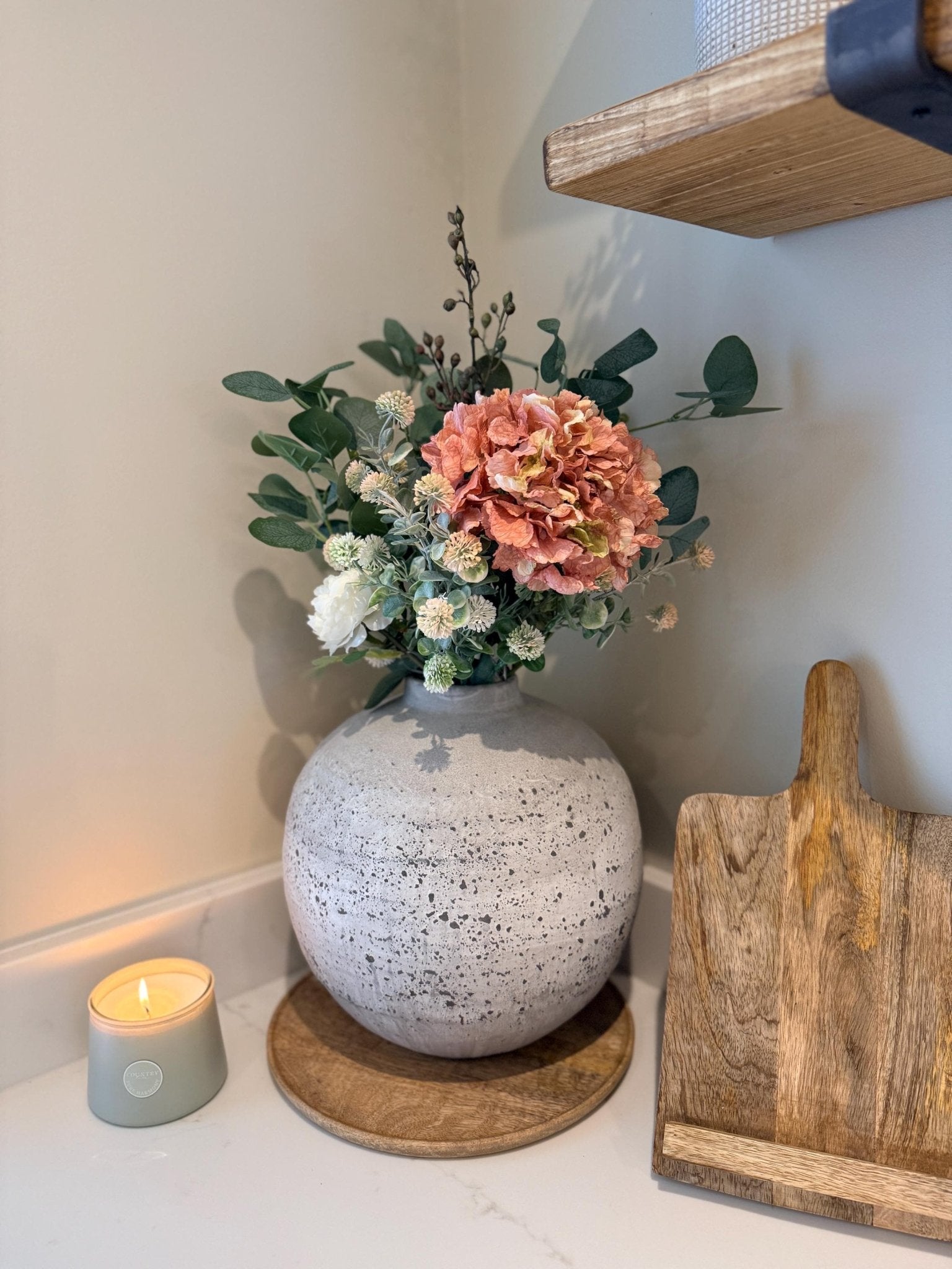 Mabel – Handmade Luxury Silk Autumn Floral Arrangement | Hydrangea, Ranunculus and Eucalyptus - NalaWillowCo