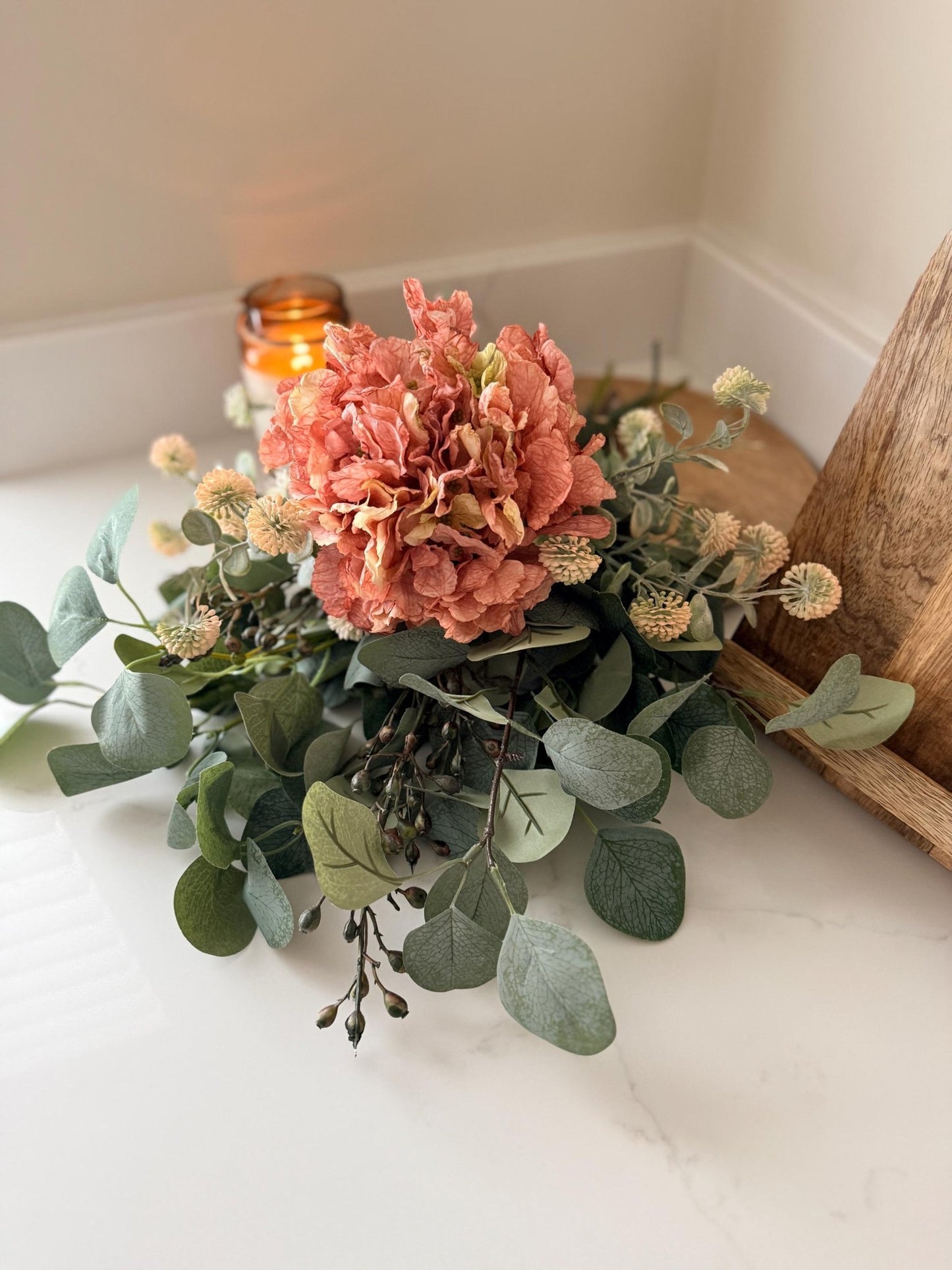 Mabel – Handmade Luxury Silk Autumn Floral Arrangement | Hydrangea, Ranunculus and Eucalyptus - NalaWillowCo