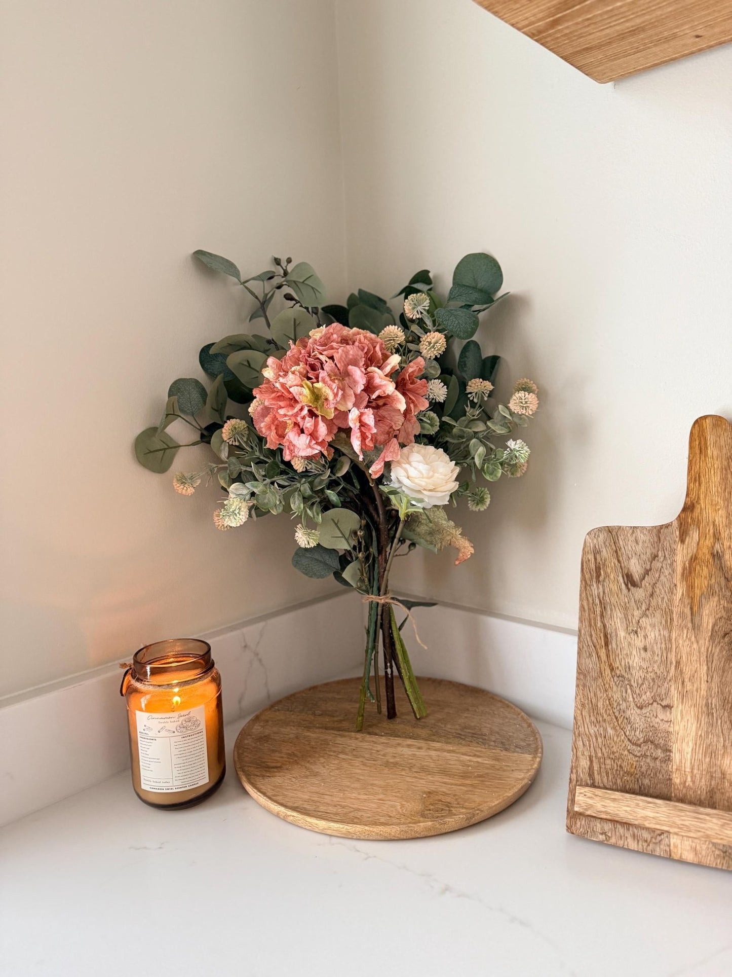 Mabel – Handmade Luxury Silk Autumn Floral Arrangement | Rustic Jug Vase | Hydrangea, Ranunculus and Eucalyptus - NalaWillowCo