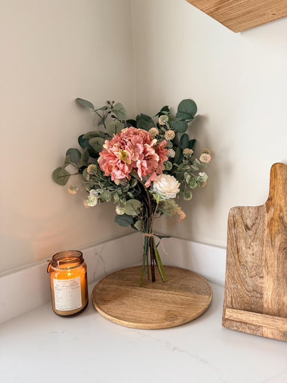 Mabel – Handmade Luxury Silk Autumn Floral Arrangement | Rustic Jug Vase | Hydrangea, Ranunculus and Eucalyptus - NalaWillowCo