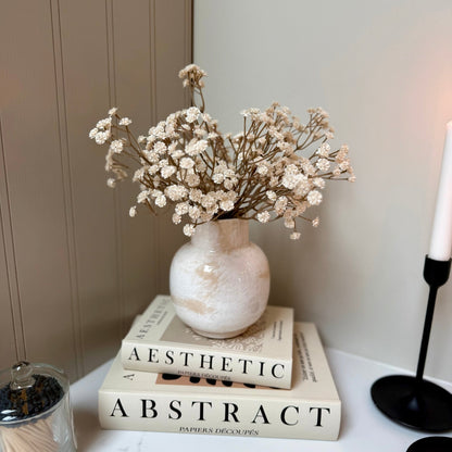 Marbled Ceramic Vase with Cream Gyp - NalaWillowCo