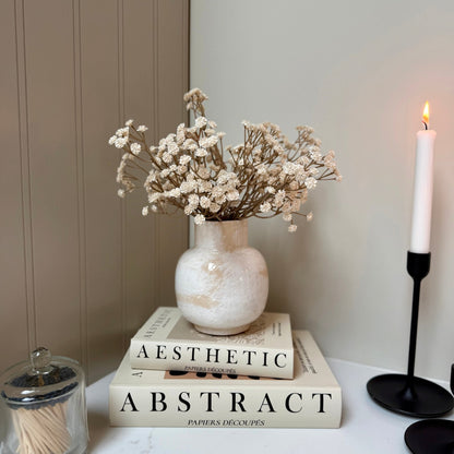 Marbled Ceramic Vase with Cream Gyp - NalaWillowCo