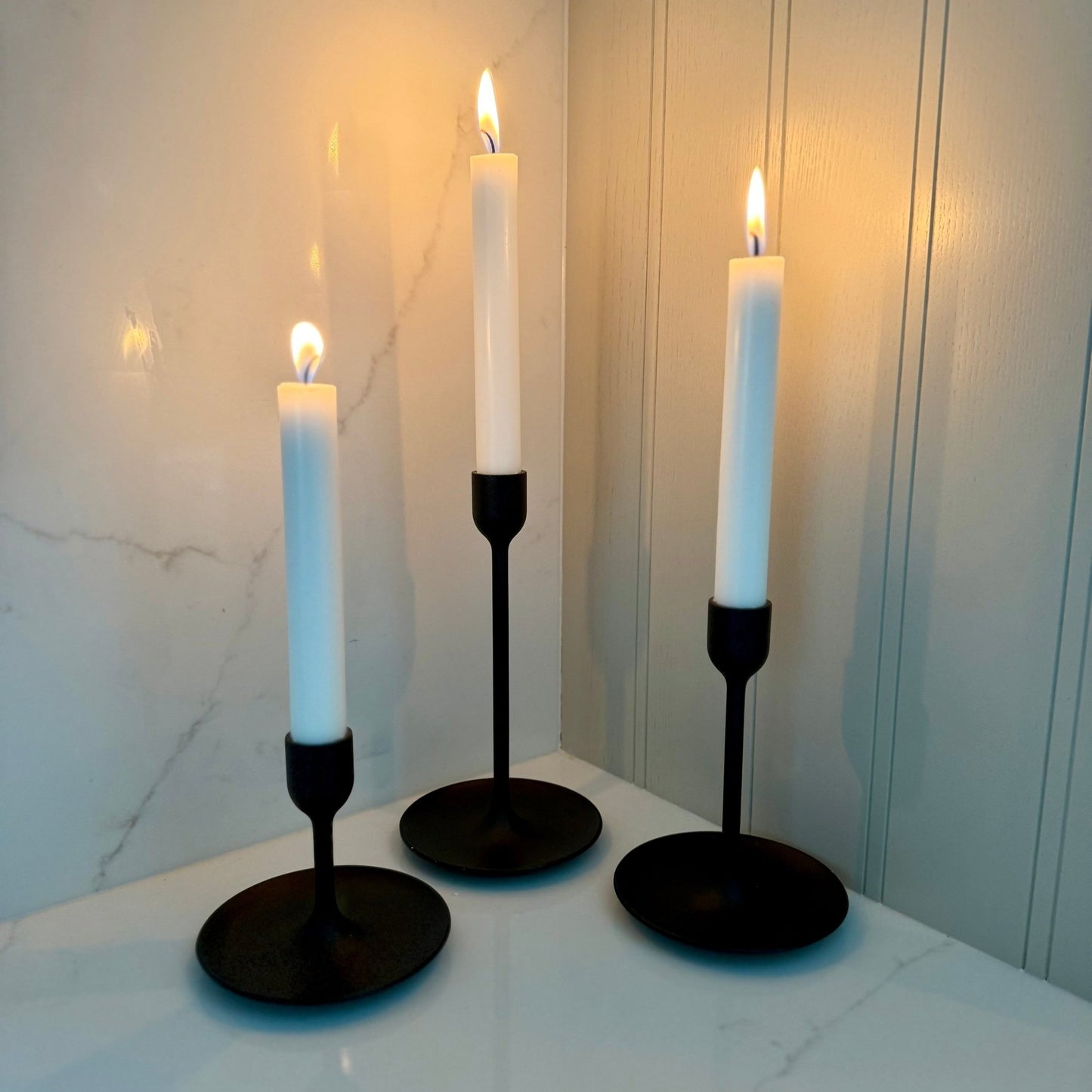 Matte Black Candlestick Holders Set of 3 - NalaWillowCo