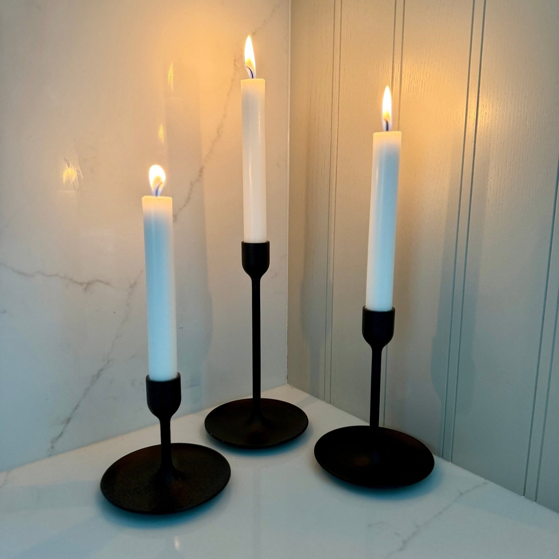 Matte Black Candlestick Holders Set of 3 - NalaWillowCo