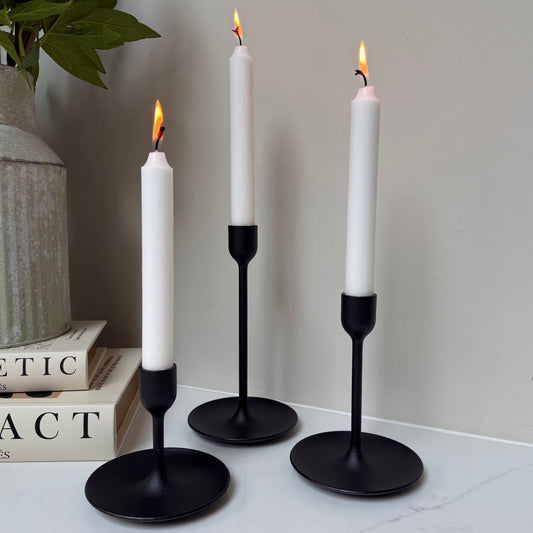 Matte Black Candlestick Holders Set of 3 - NalaWillowCo