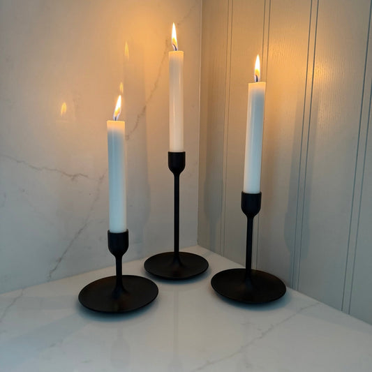 Matte Black Candlestick Holders Set of 3 - NalaWillowCo