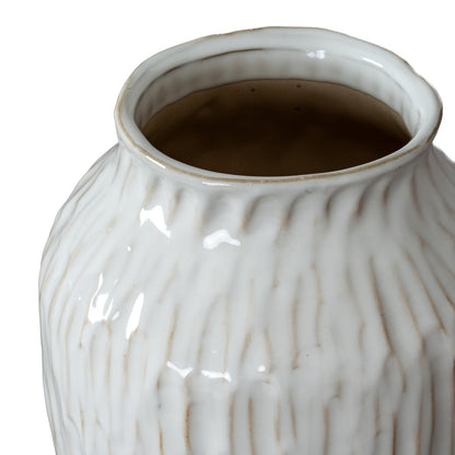 Numa Ople Ceramic Vase – White Ripple Vase - NalaWillowCo