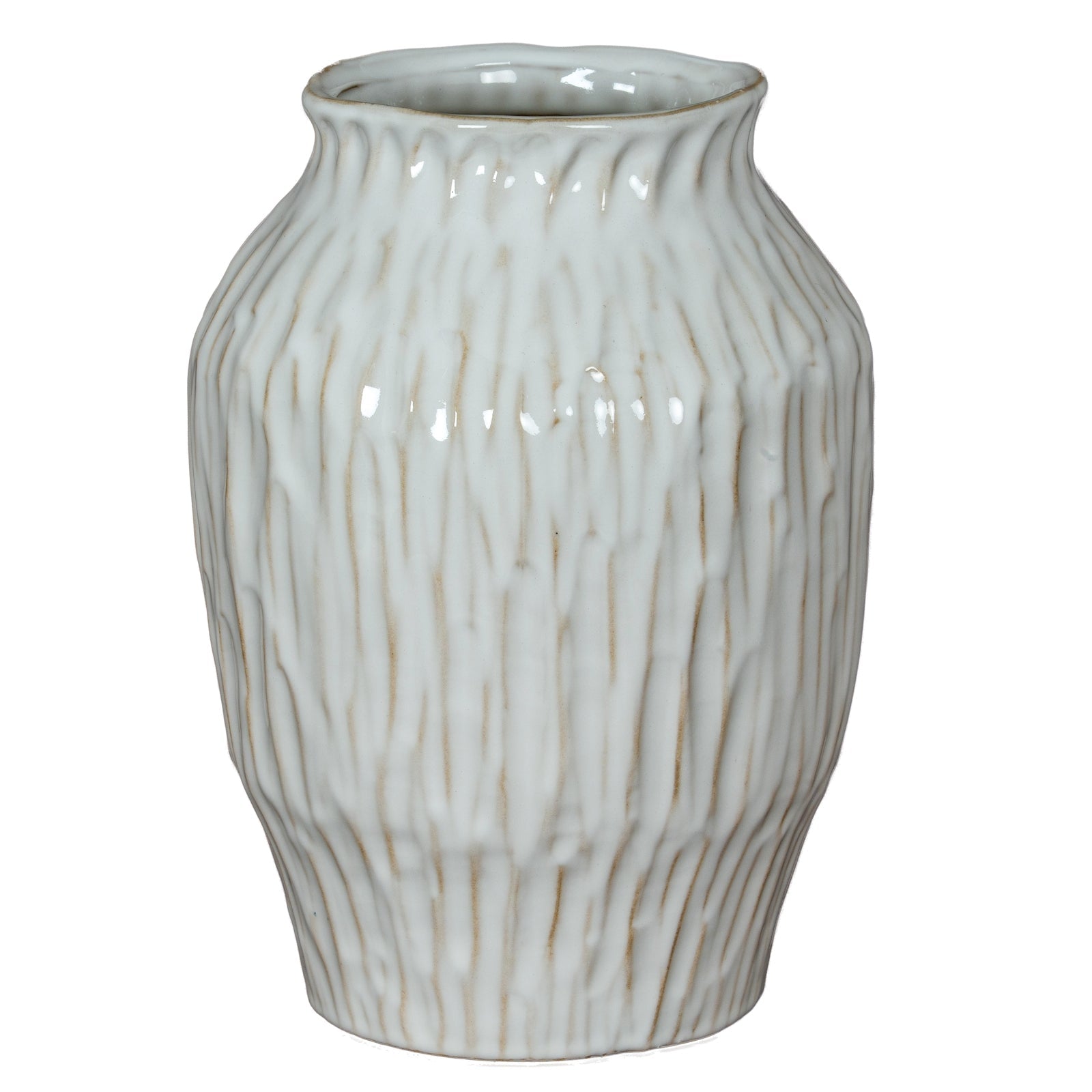 Numa Ople Ceramic Vase – White Ripple Vase - NalaWillowCo