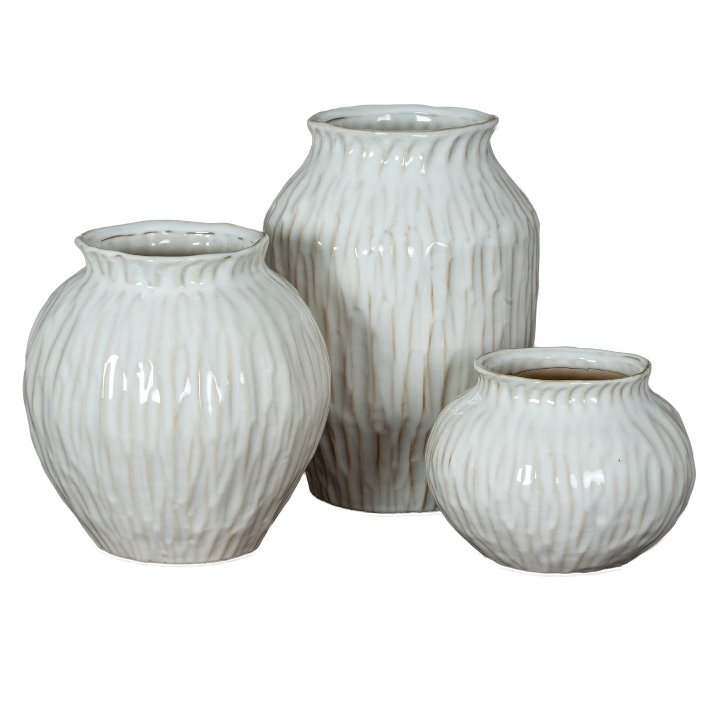 Numa Ople Ceramic Vase – White Ripple Vase - NalaWillowCo