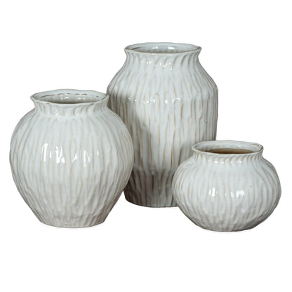 Numa Ople Ceramic Vase – White Ripple Vase - NalaWillowCo