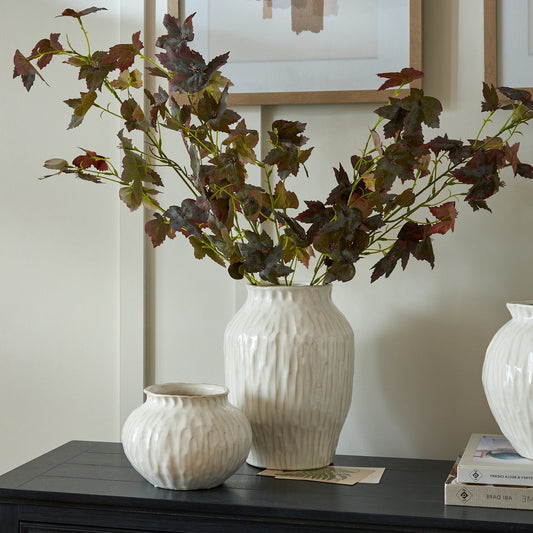 Numa Ople Ceramic Vase – White Ripple Vase - NalaWillowCo