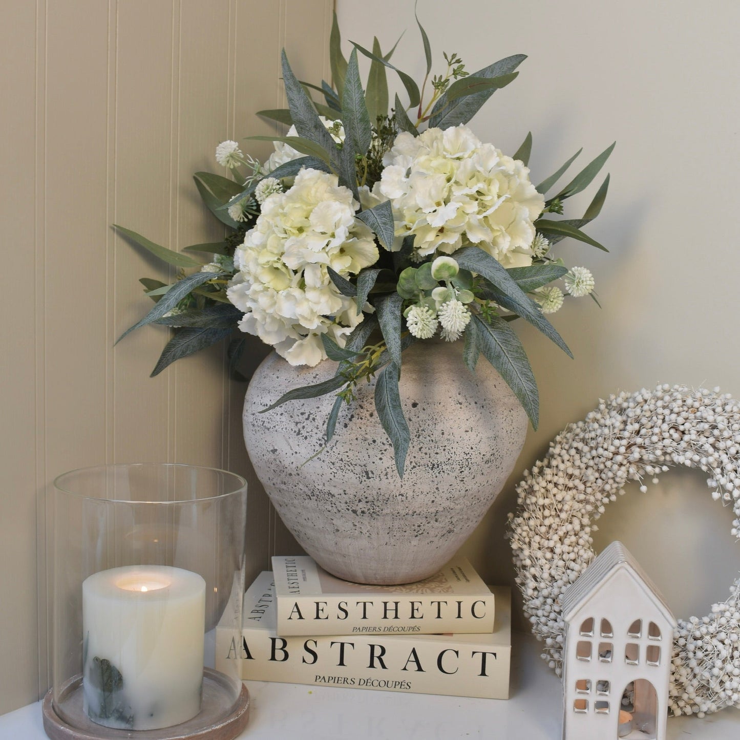 Olive - White Hydrangea Bouquet - NalaWillowCo