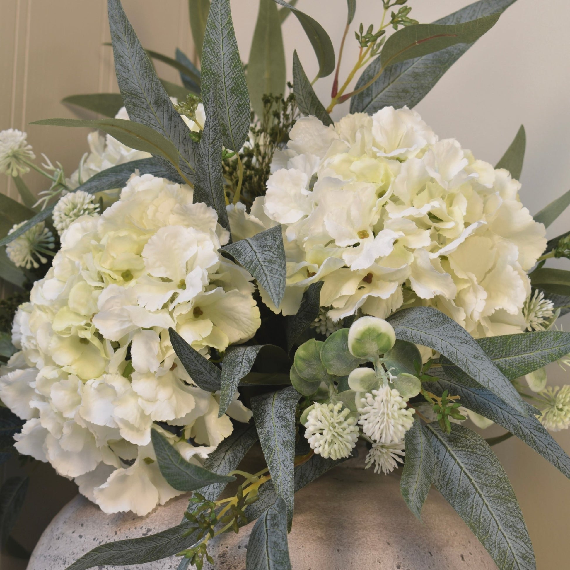Olive - White Hydrangea Bouquet - NalaWillowCo