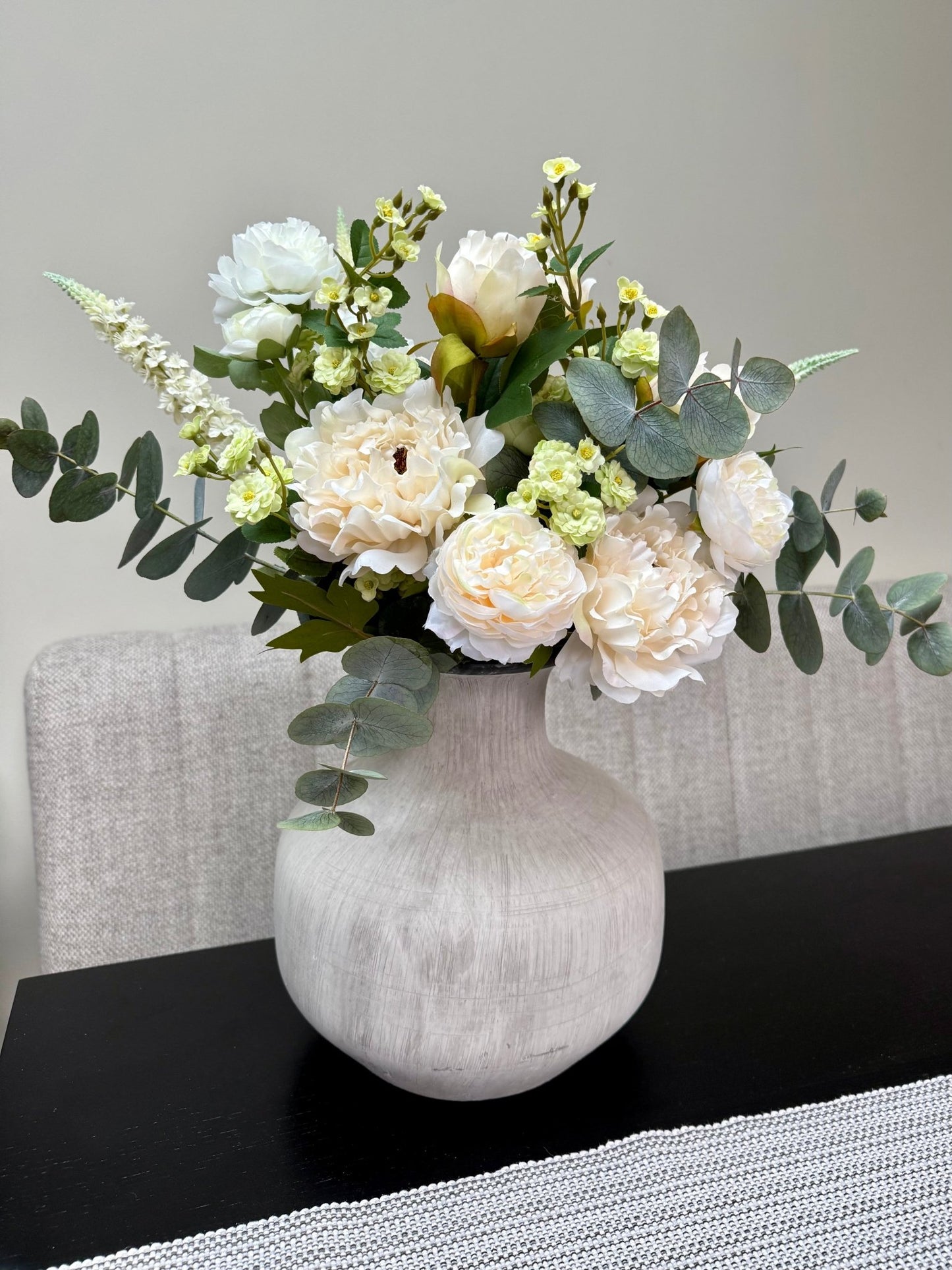 Ophelia – Luxury White Peony & Eucalyptus Arrangement | Artificial Flower Bouquet - NalaWillowCo