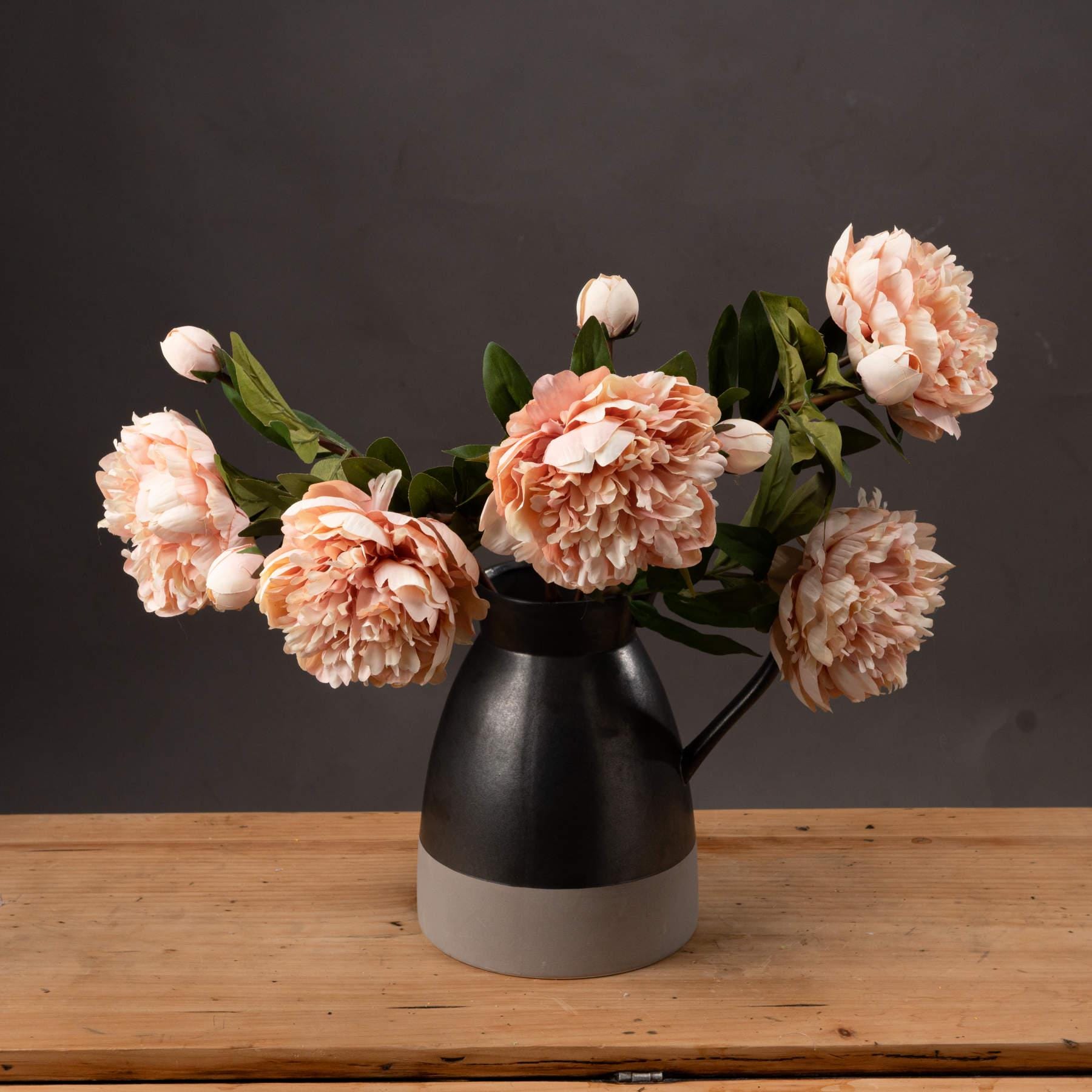 Peach Pink Peony Rose Luxury Faux Flower Stem - NalaWillowCo