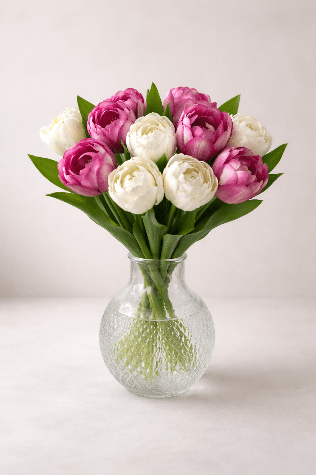 Pink & Ivory Double Tulip Stems - NalaWillowCo