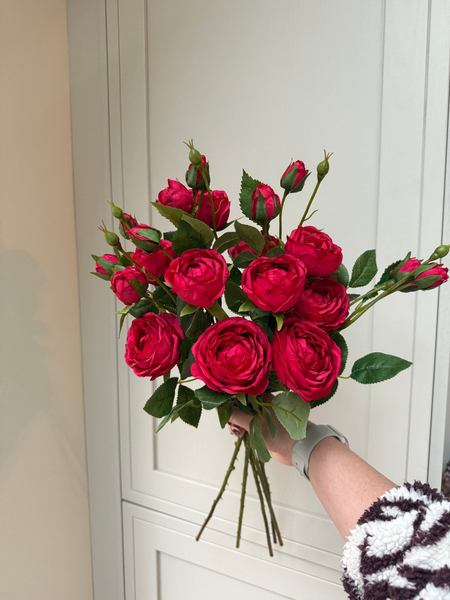 Red Garden Peony Rose Bouquet - NalaWillowCo