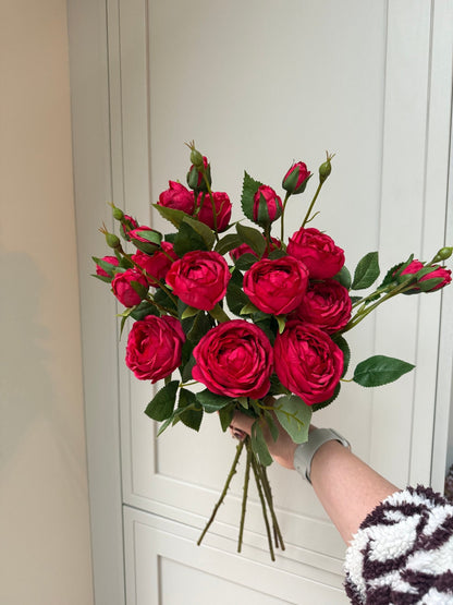 Red Garden Peony Rose Bouquet - NalaWillowCo