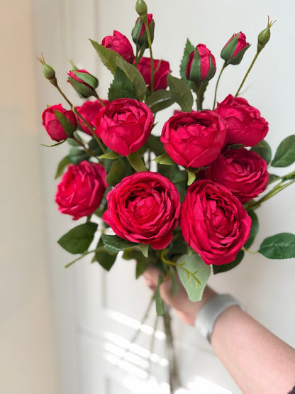 Red Garden Peony Rose Bouquet - NalaWillowCo